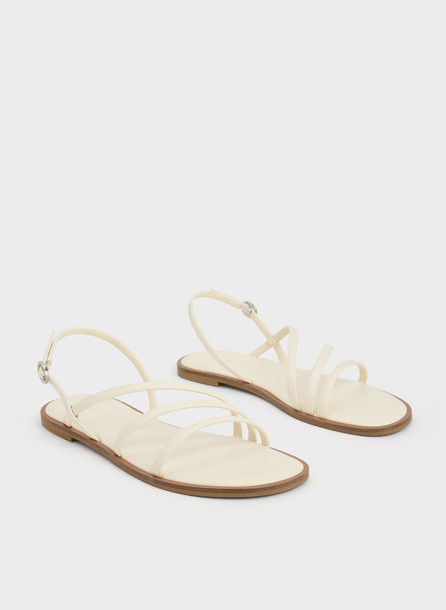 Asymmetric Triple-Strap Sandals, Chalk, hi-res