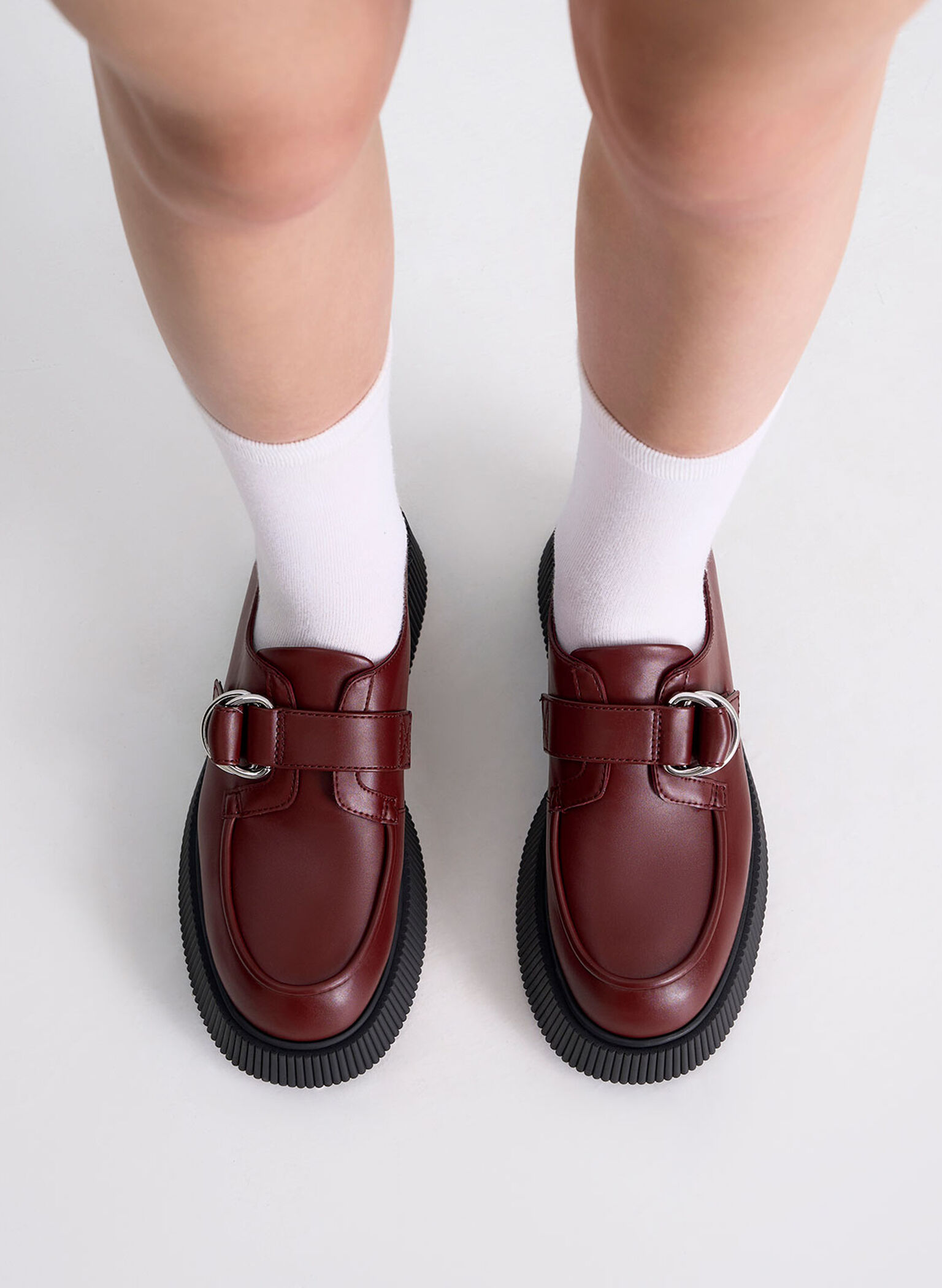 Cordova Buckled Platform Loafers, Burgundy, hi-res