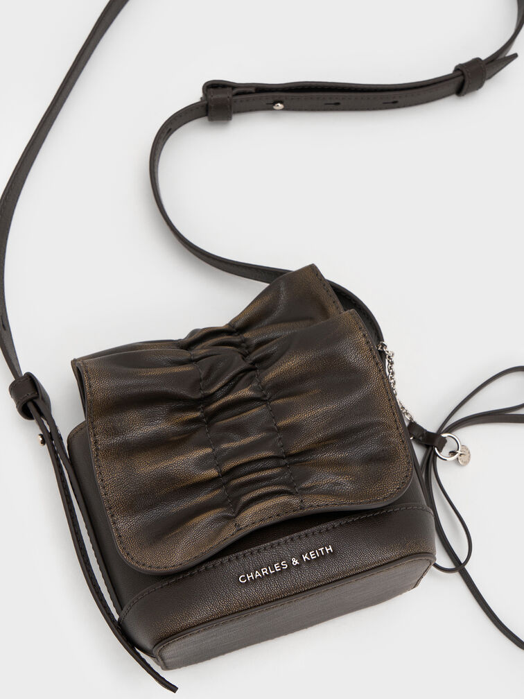 Kadee Ruched Bow-Charm Mini Bag, Burnished Brown, hi-res