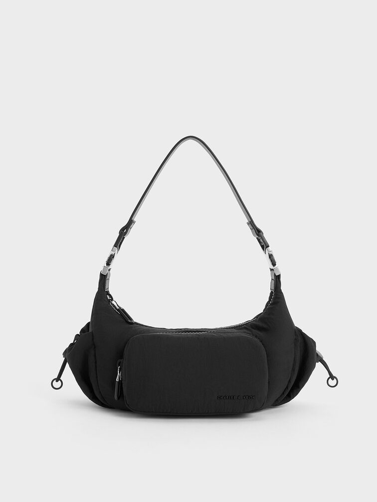 Soleil Nylon Shoulder Bag, Noir, hi-res