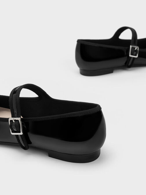 Carmel Patent Buckled Mary Jane Flats, Black, hi-res