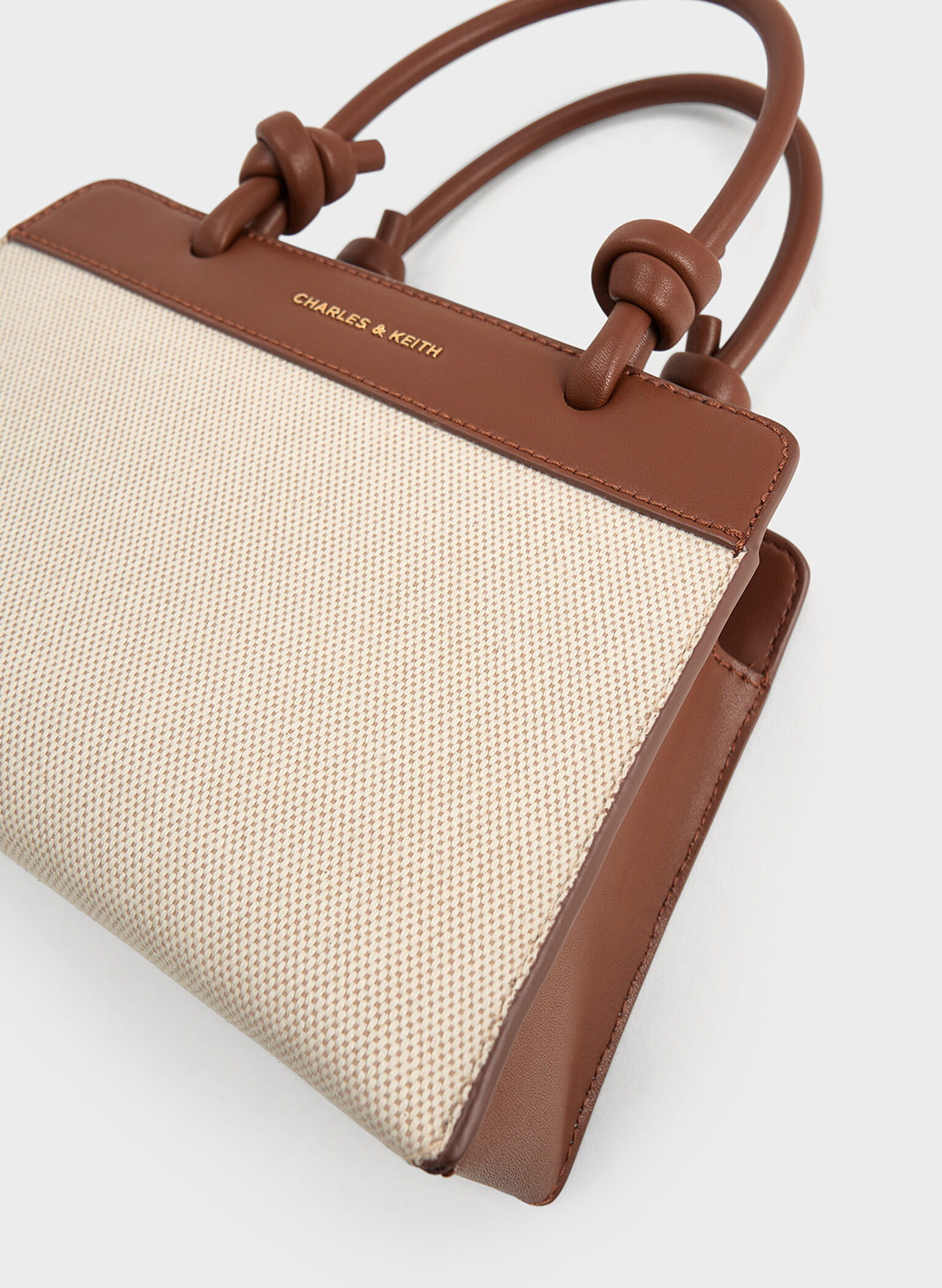 Sabine Canvas Knotted-Handle Tote Bag, Chocolate, hi-res
