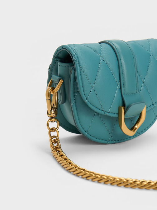 Micro Gabine Quilted Saddle Bag, Teal, hi-res