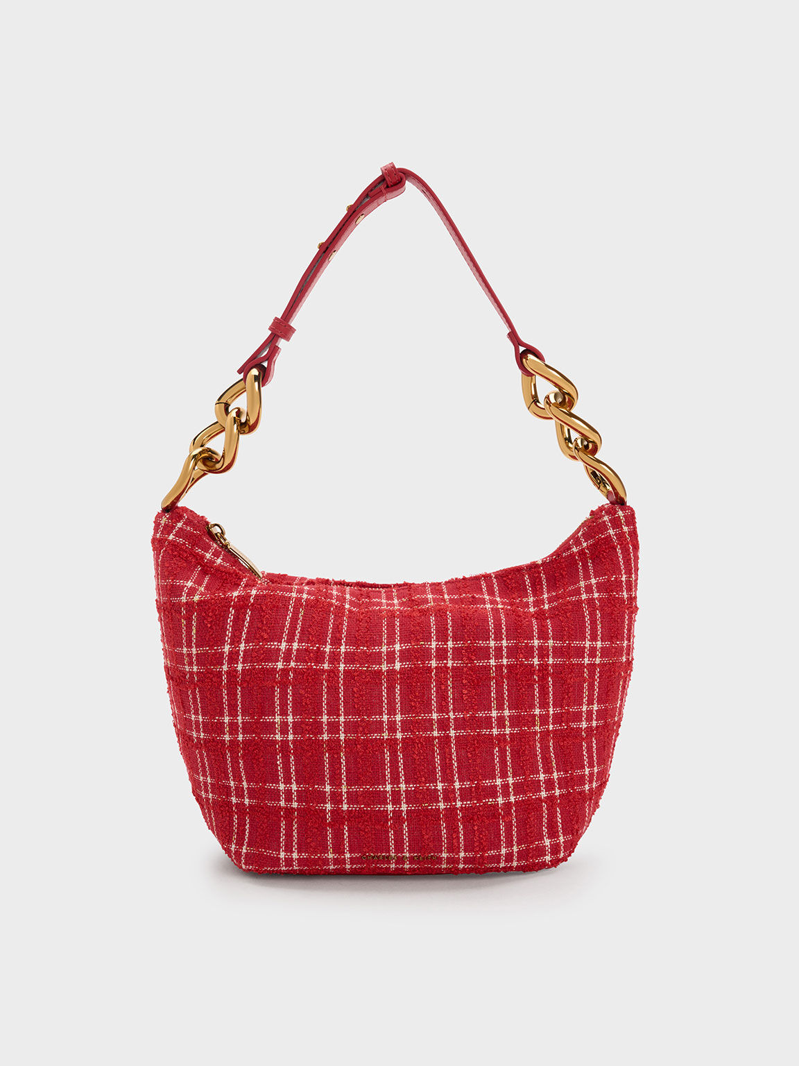 Red Cayce Tweed Hobo Bag CHARLES KEITH UK