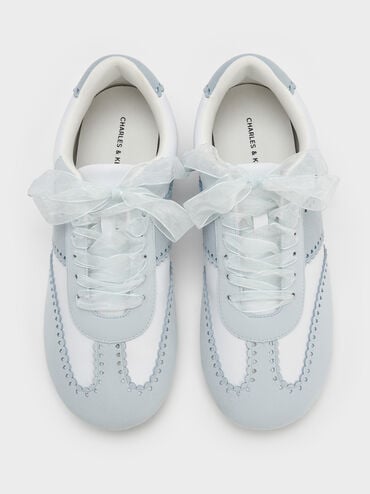Cece Heart-Motif Sheer-Lace Sneakers, Light Blue, hi-res