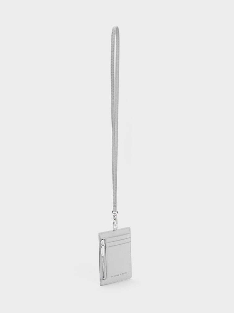 Twilia Side-Zip Card Holder, Light Grey, hi-res