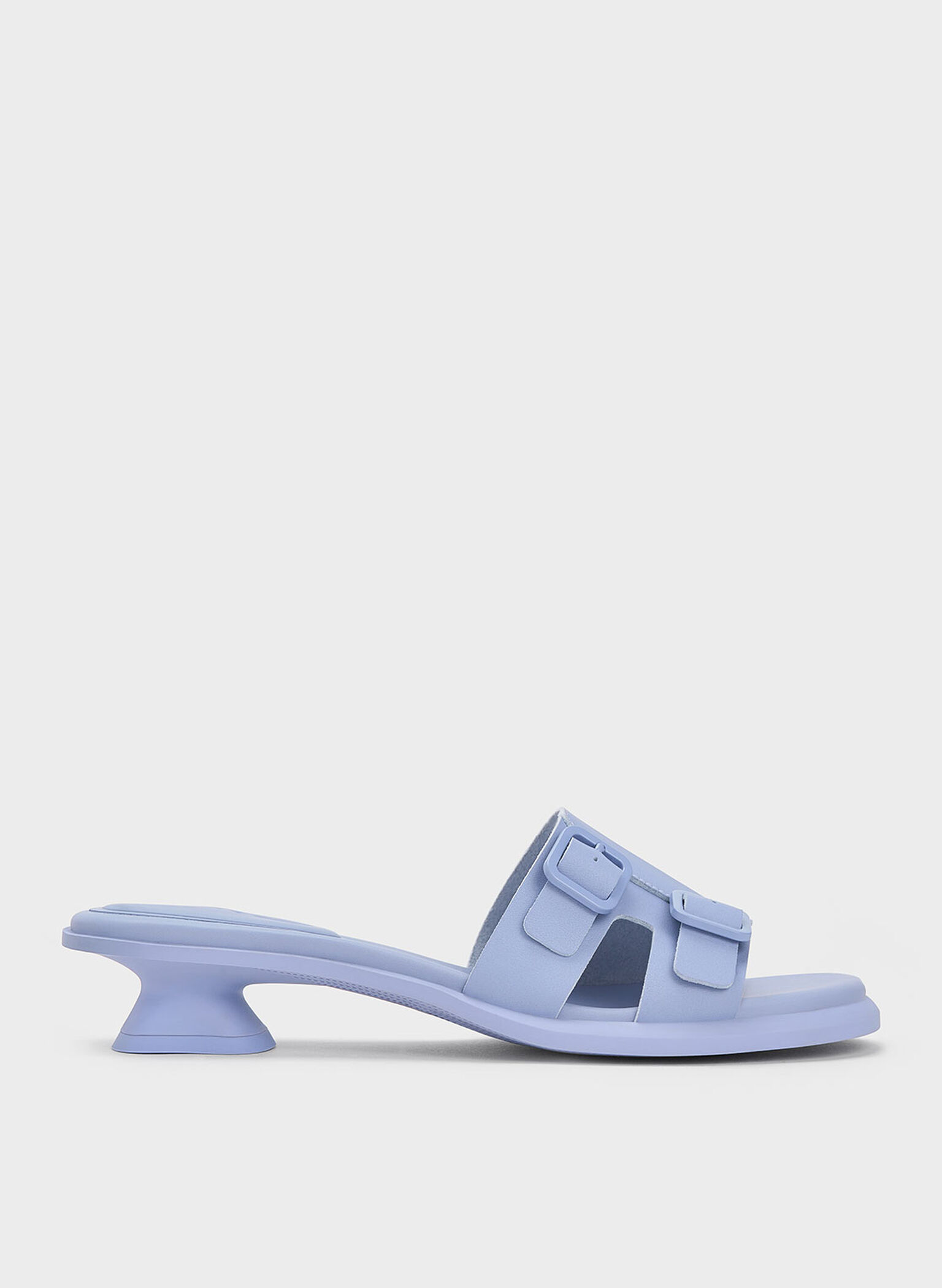 Double Buckle Sculptural Mules, Lilac, hi-res