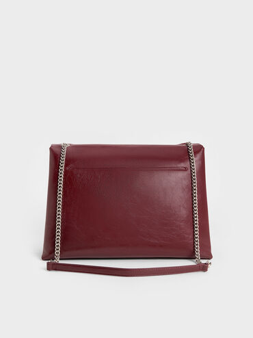 Sianna Chain-Handle Shoulder Bag, Burgundy, hi-res