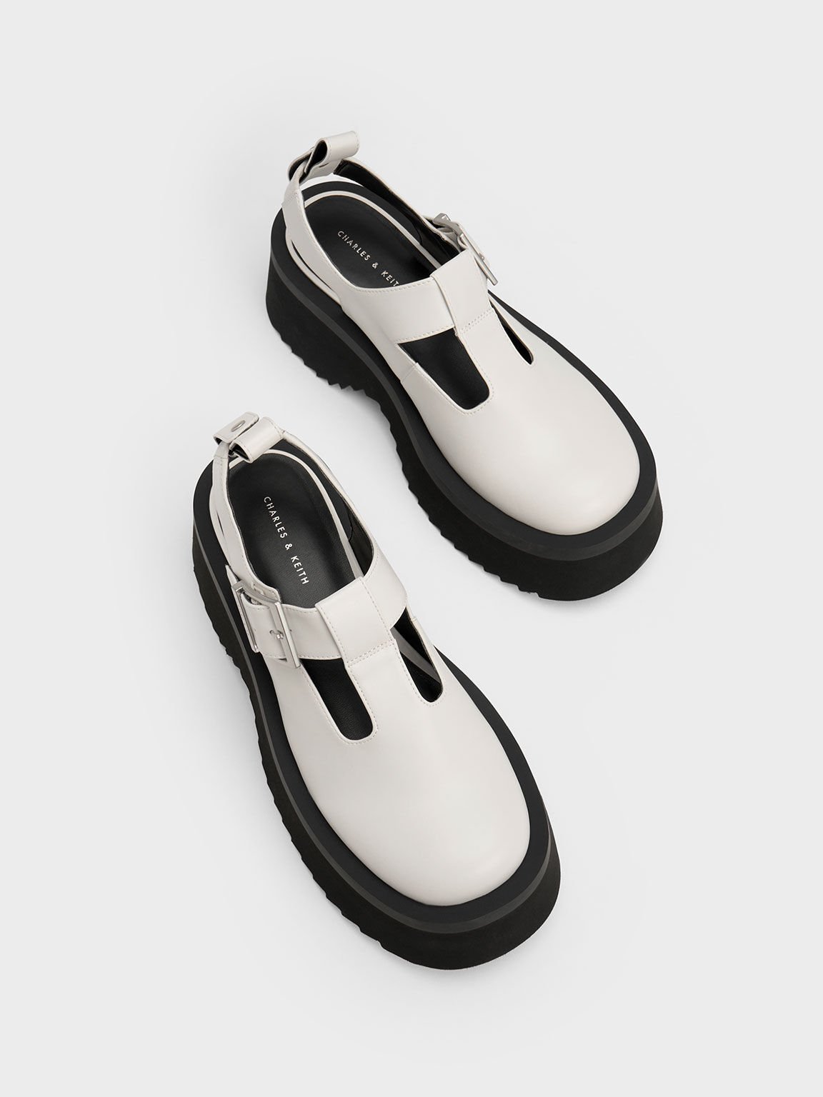Chunky Chain Cut Out Mary Janes White