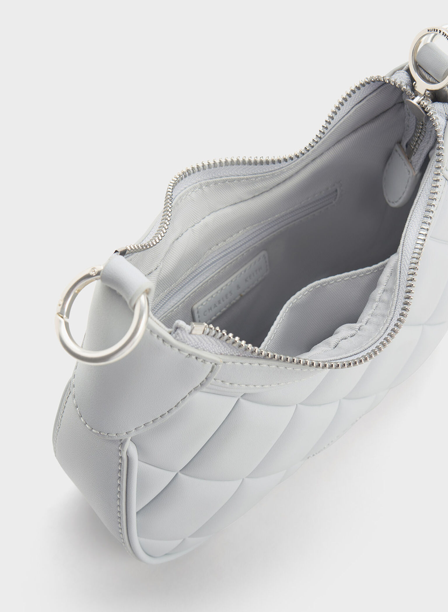 Mini Alcott Scarf Handle Quilted Bag, Light Grey, hi-res