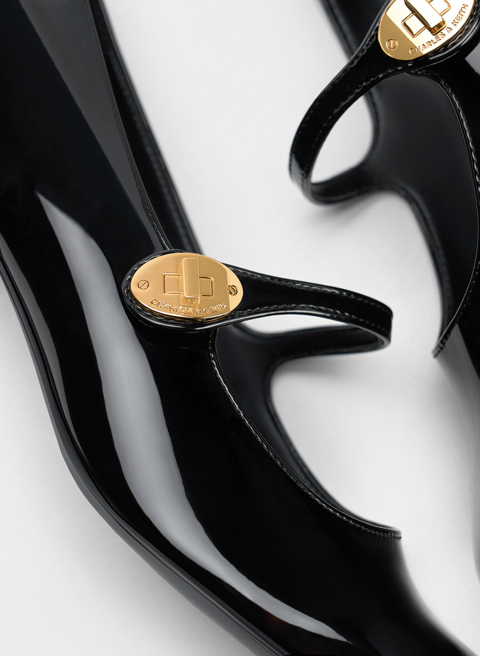Hettie Patent Metallic-Buckle Block-Heel Mary Janes, Black Patent, hi-res