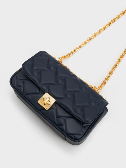 Tillie Quilted Chain Bag, Navy, hi-res