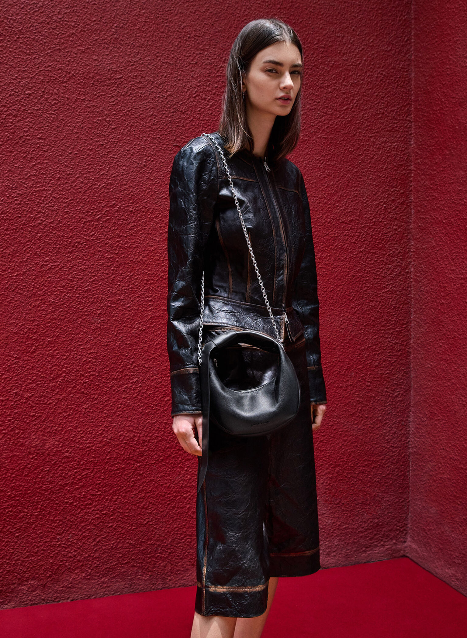 Micro Toni Knotted Crescent Hobo Bag, Noir, hi-res