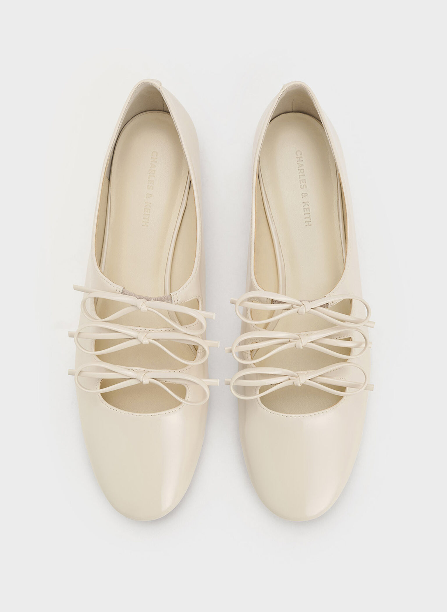 Dorri Patent Triple-Bow Ballet Flats, Chalk, hi-res