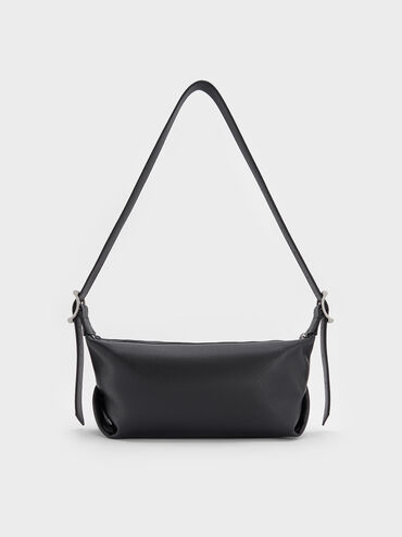 Zora Buckle-Strap Slouchy Shoulder Bag, Noir, hi-res