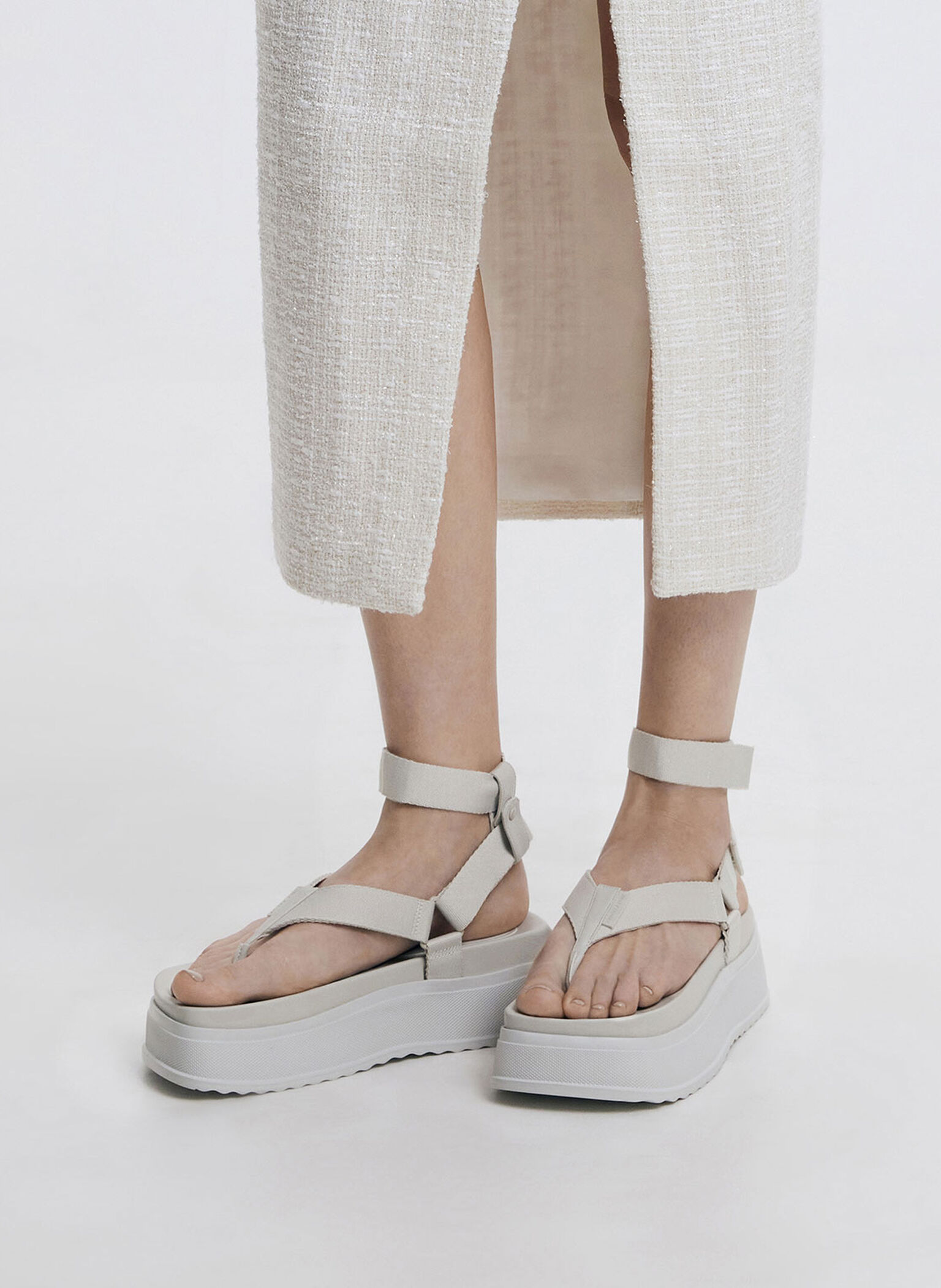Joss Ankle-Strap Flatform Thong Sandals, Chalk, hi-res