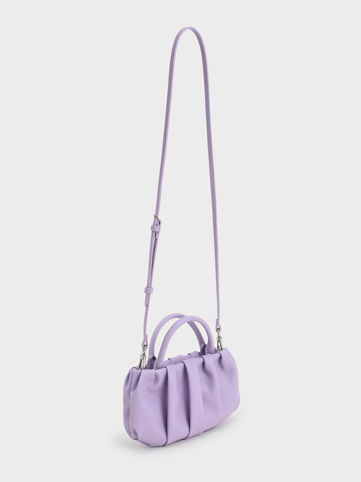 Claudette Ruched Top Handle Bag​, Lilac, hi-res