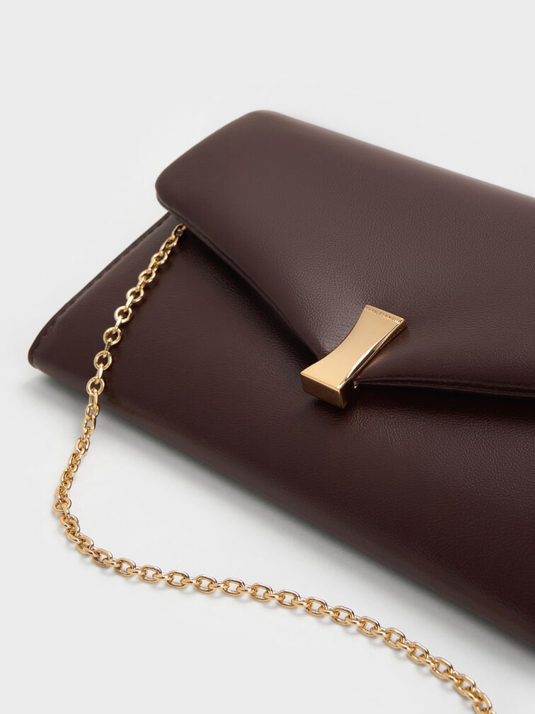 Lilibet Metallic-Accent Chain-Strap Long Wallet, Plum, hi-res