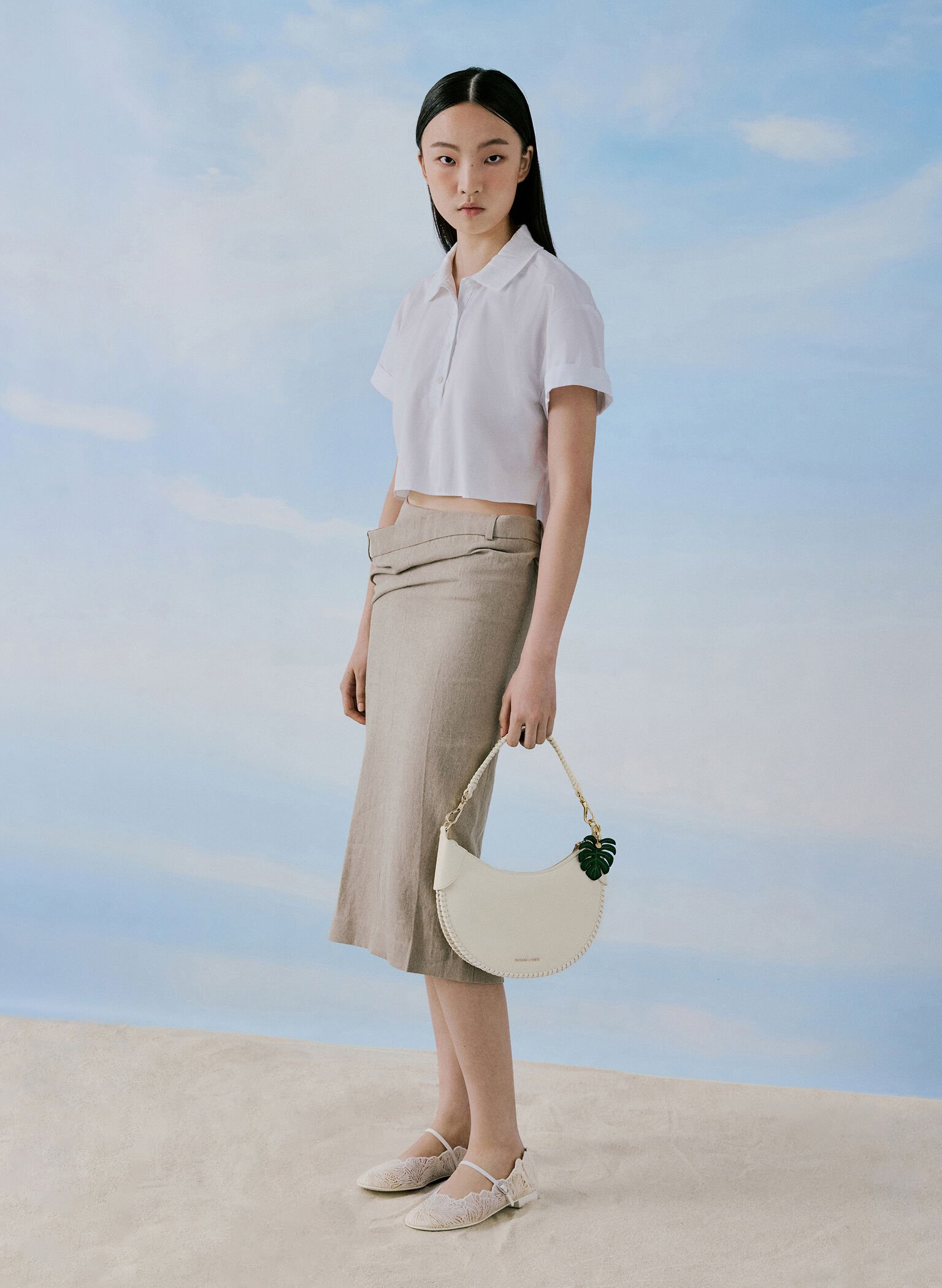 Blume Braided Curved Hobo Bag, Cream, hi-res
