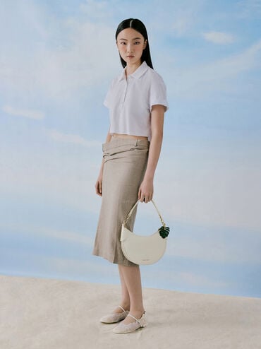 Blume Braided Curved Hobo Bag, Cream, hi-res