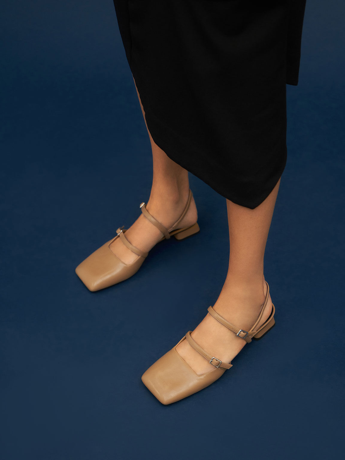 Camel Square Toe Mary Janes - CHARLES & KEITH UK