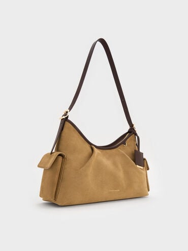 Khai Recycled Suede Side-Pocket Shoulder Bag, Sahara Sand, hi-res