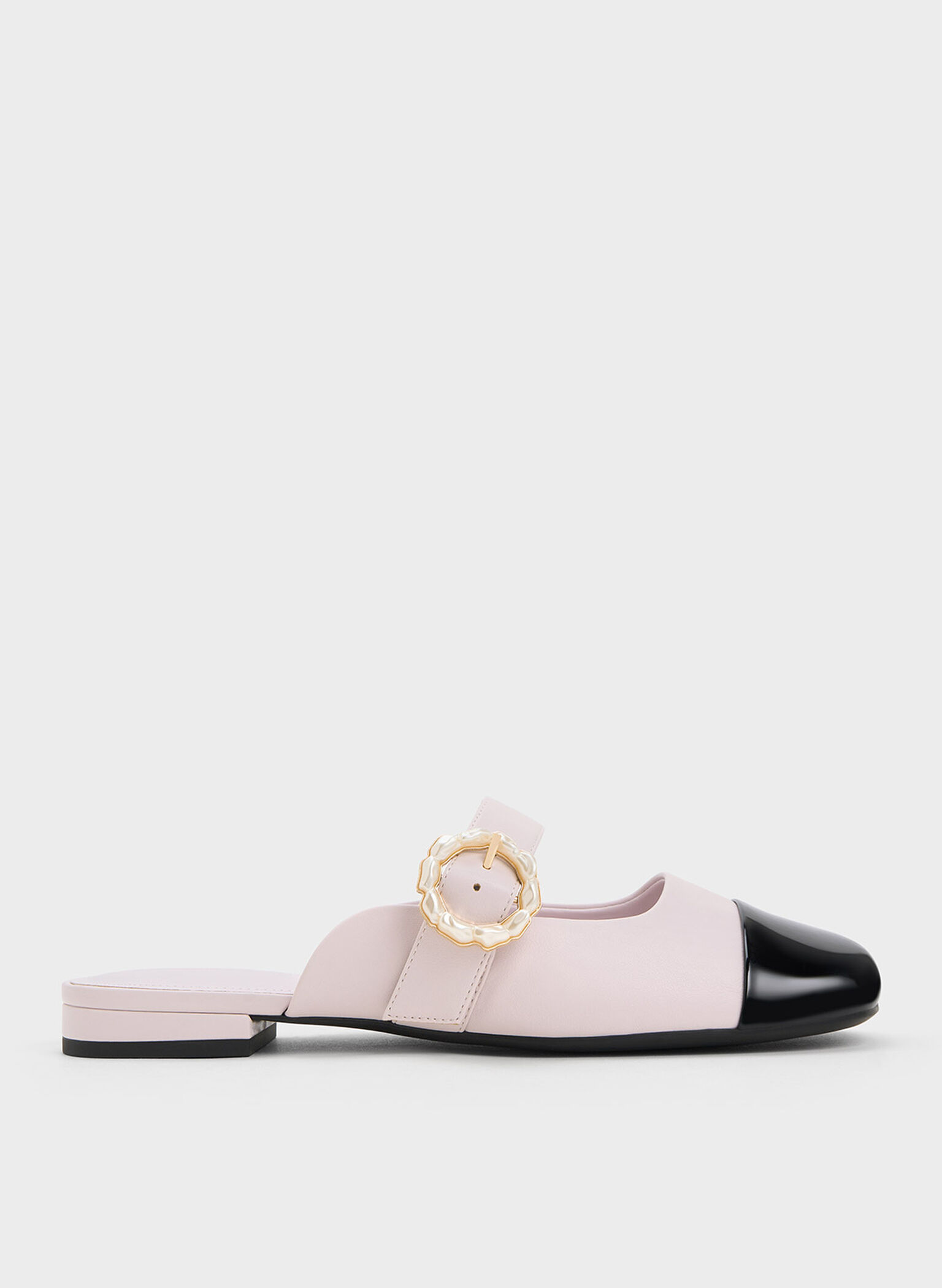 Patent Pearl Buckle Mary Jane Mules, Lilac, hi-res