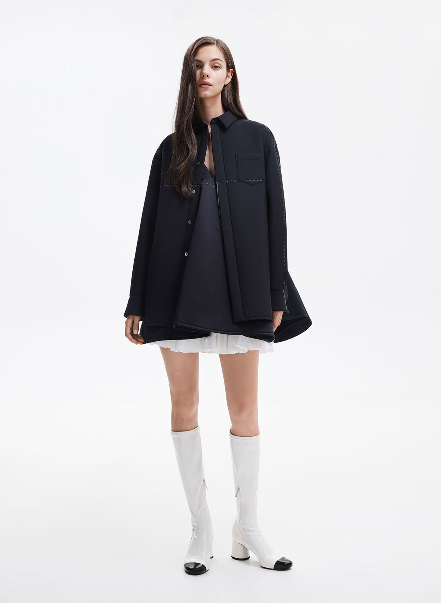 Coco Two-Tone Knee-High Boots, White, hi-res