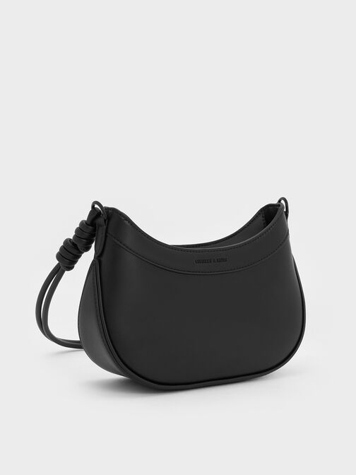 Sabine Knotted-Strap Curved Shoulder Bag, Jet Black, hi-res