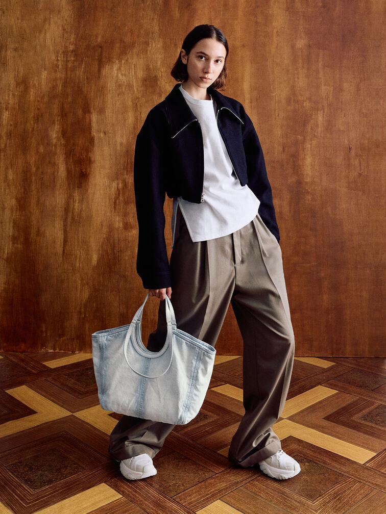 Ivette Denim Tote Bag, Light Washed Denim, hi-res