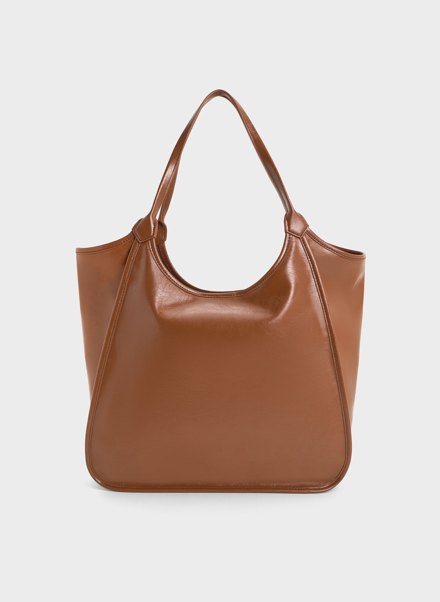 Sianna Crinkle-Effect Slouchy Tote Bag, Chocolate, hi-res