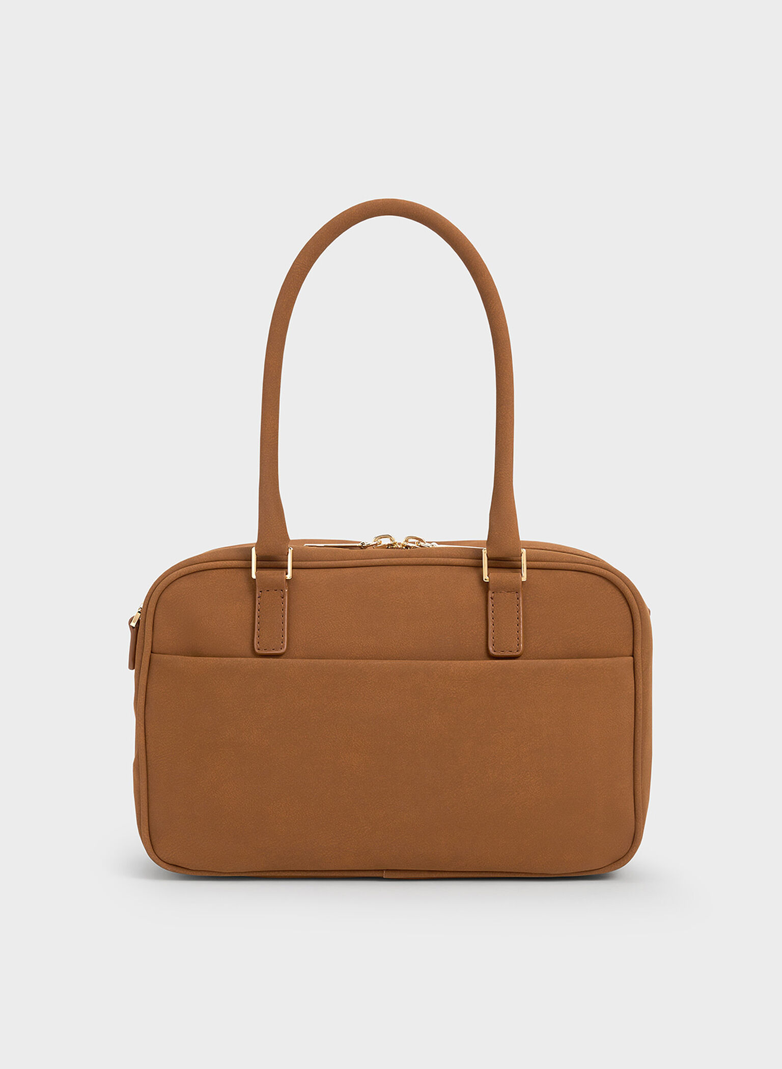 Sianna Textured Bowling Bag, Brown, hi-res