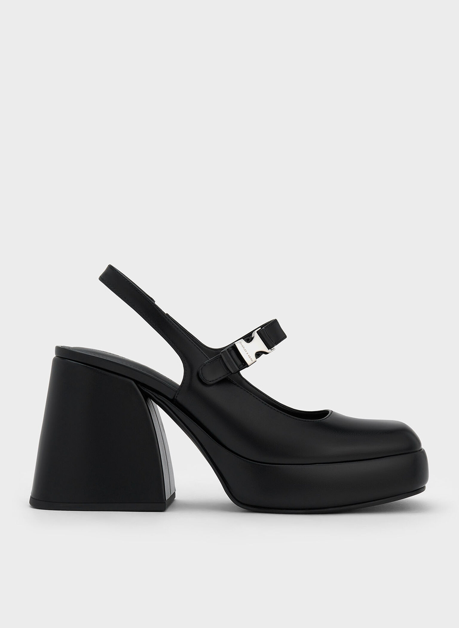 Laine Metallic-Buckle Platform Mary Janes, Black, hi-res