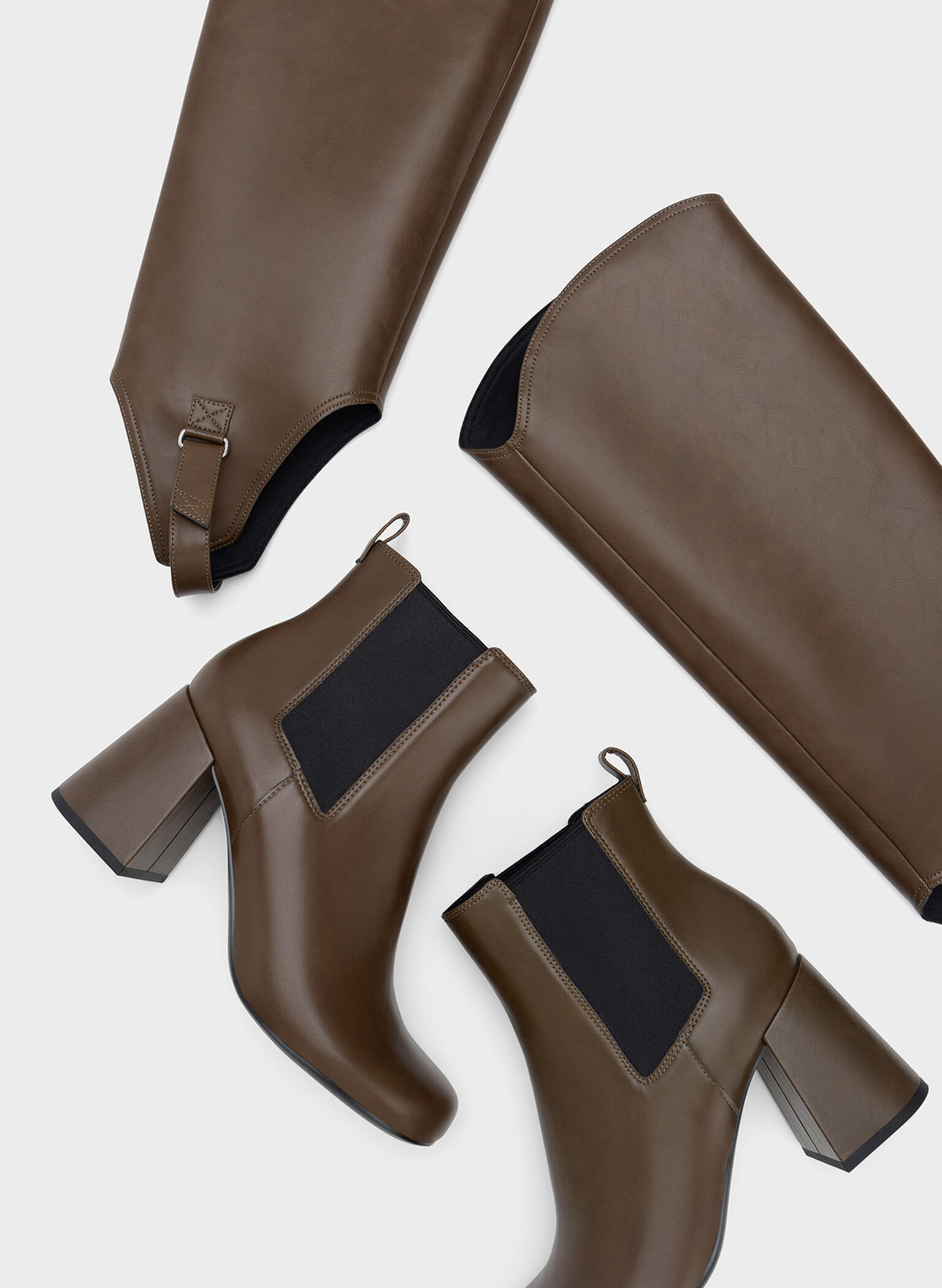 Gigi Block Heel Knee-High Boots, Dark Brown, hi-res