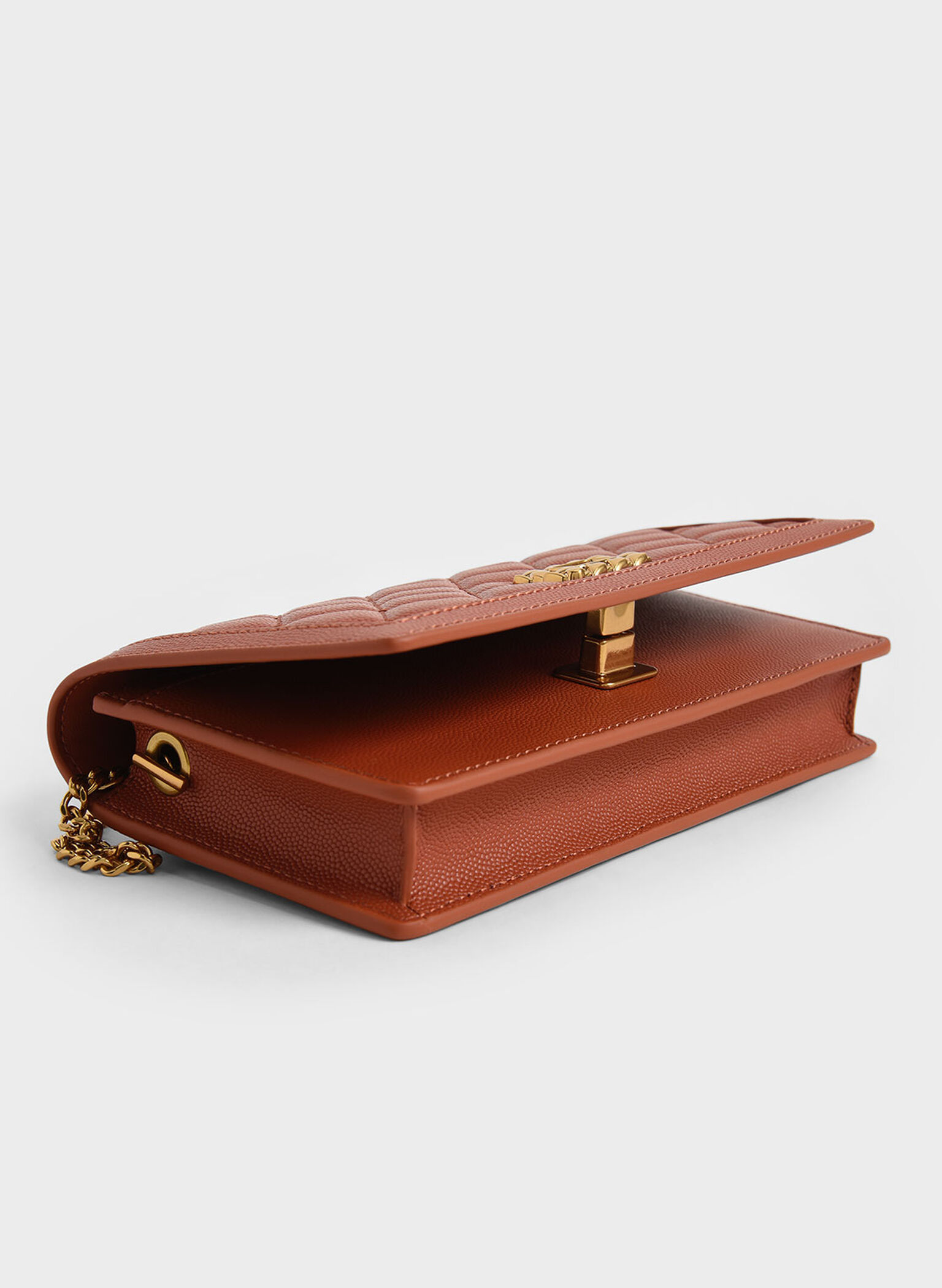 Micaela Quilted Long Wallet, Brick, hi-res