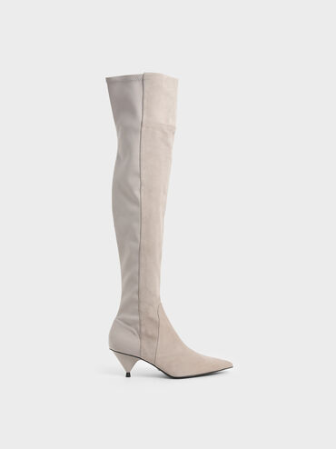 Thigh High Boots (Kid Suede), Grey, hi-res
