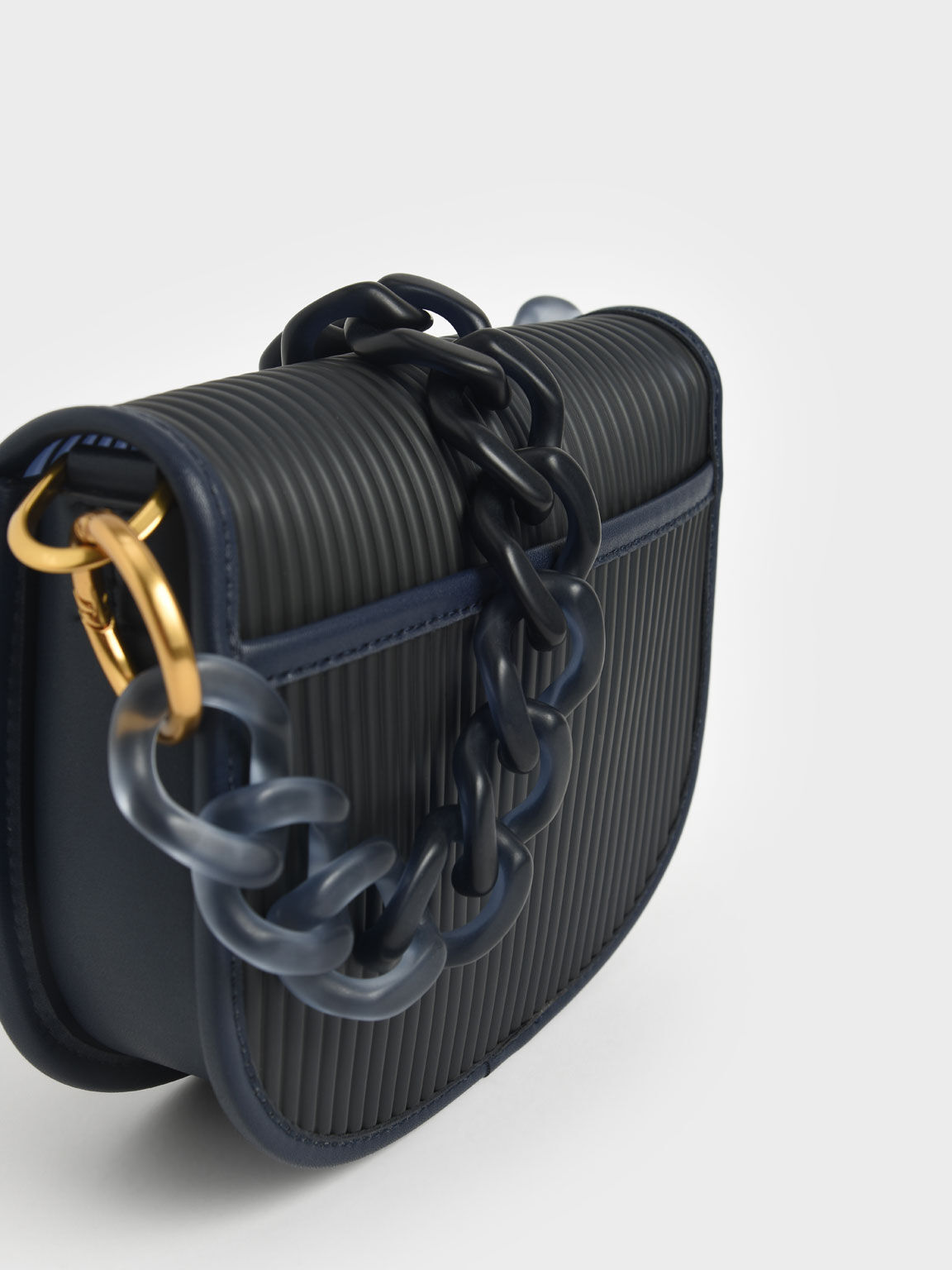 Acrylic Chain Handle Crossbody Bag, Navy, hi-res