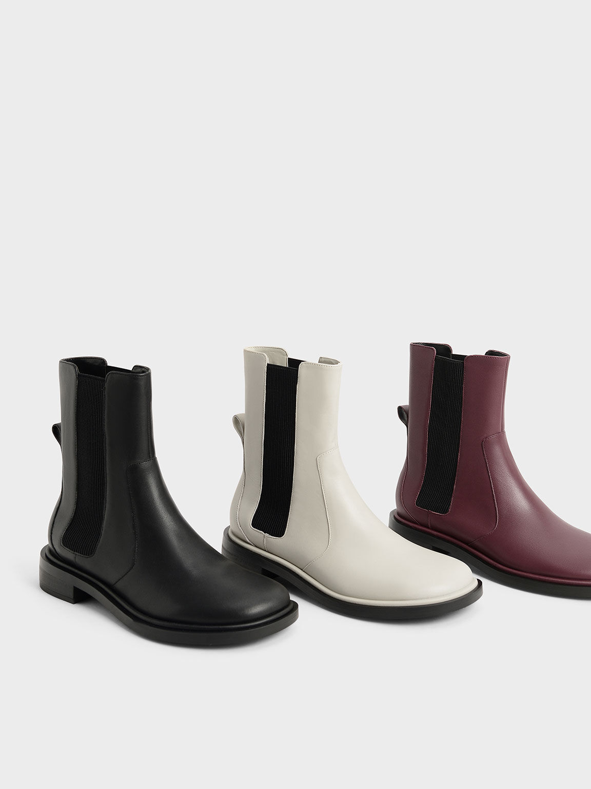 Leather Round-Toe Chelsea Boots, Chalk, hi-res