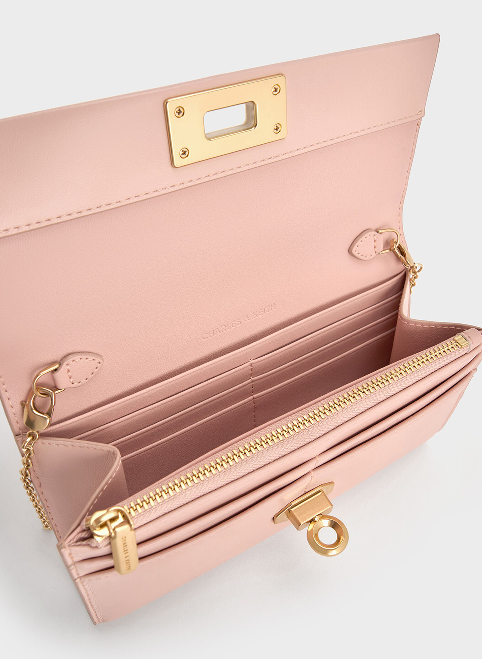 Lennie Chain-Handle Wallet, Light Pink, hi-res