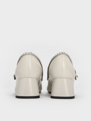 Braided-Chain Block-Heel Mary Jane Pumps, Chalk, hi-res
