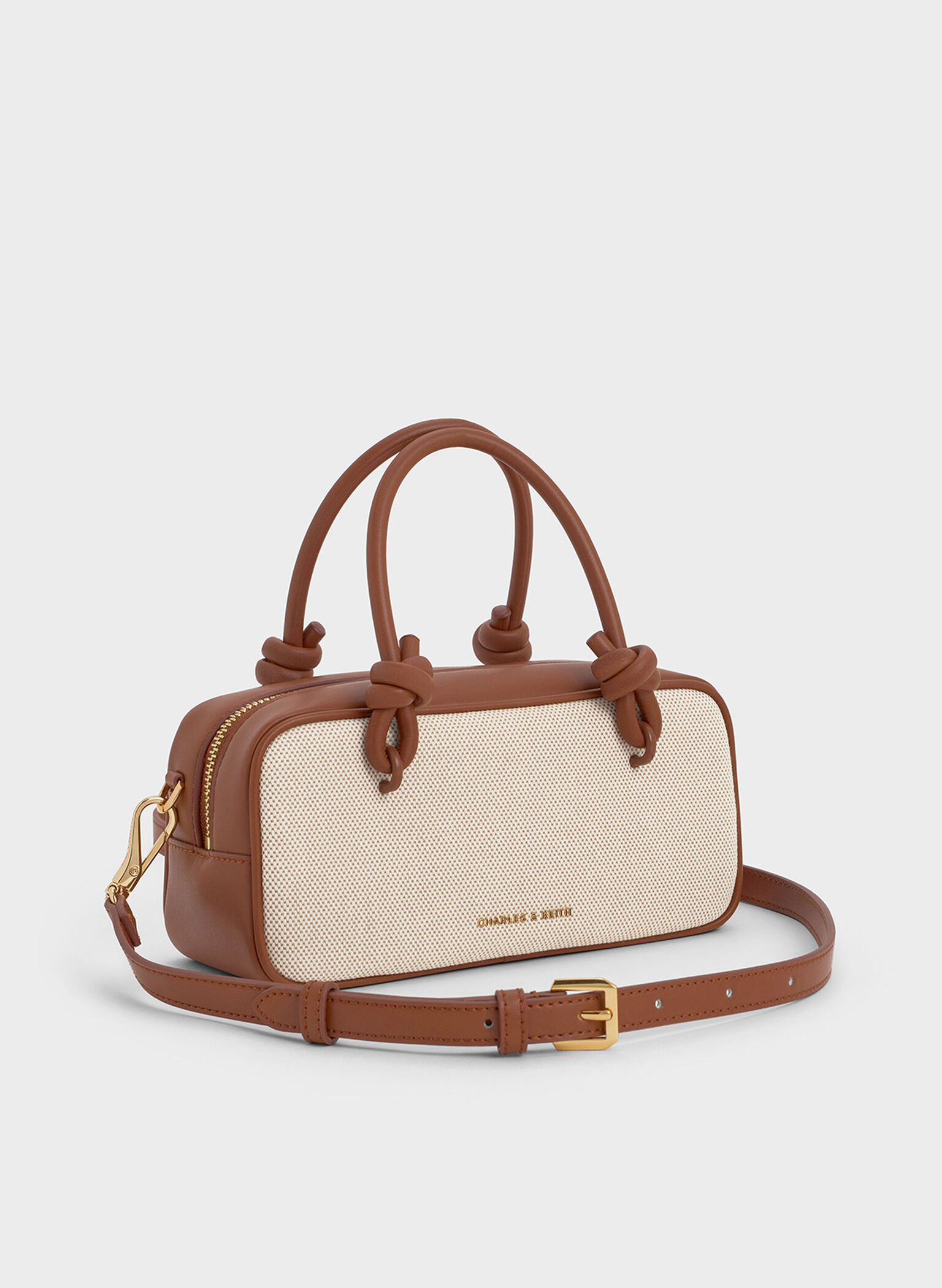 Sammie Canvas Knotted-Handle Elongated Bag, Taupe Canvas, hi-res