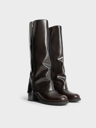 Louise Side-Zip Knee-High Boots, Dark Brown, hi-res
