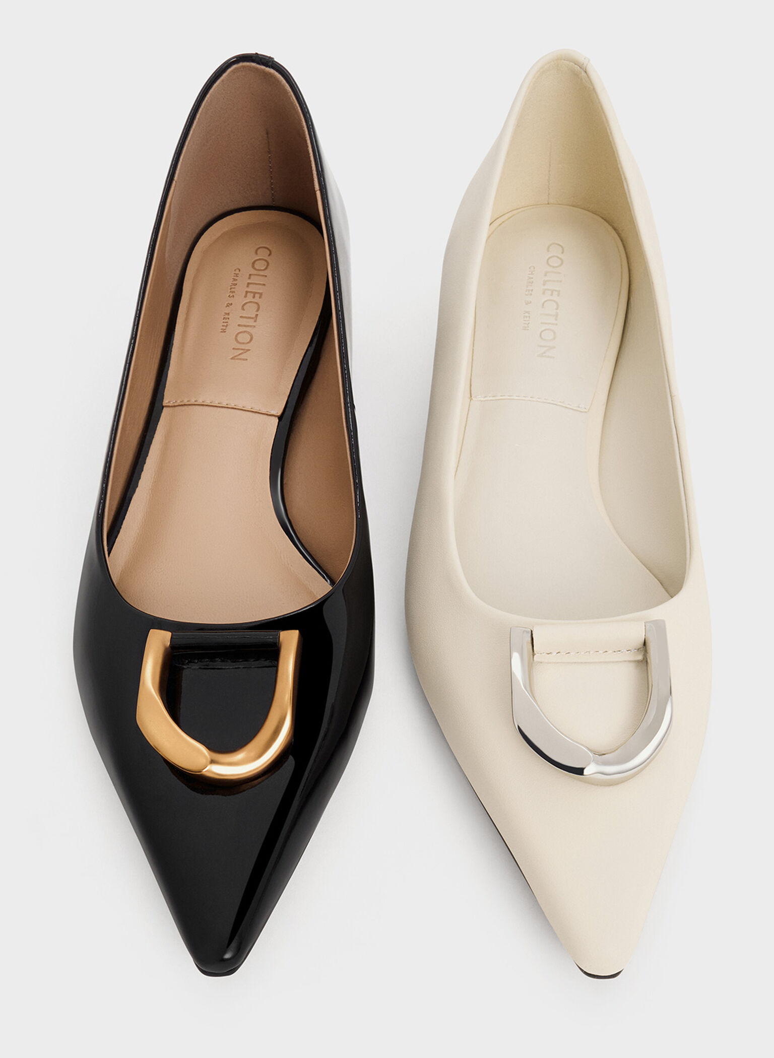 Gabine Leather Ballerinas, Chalk2, hi-res