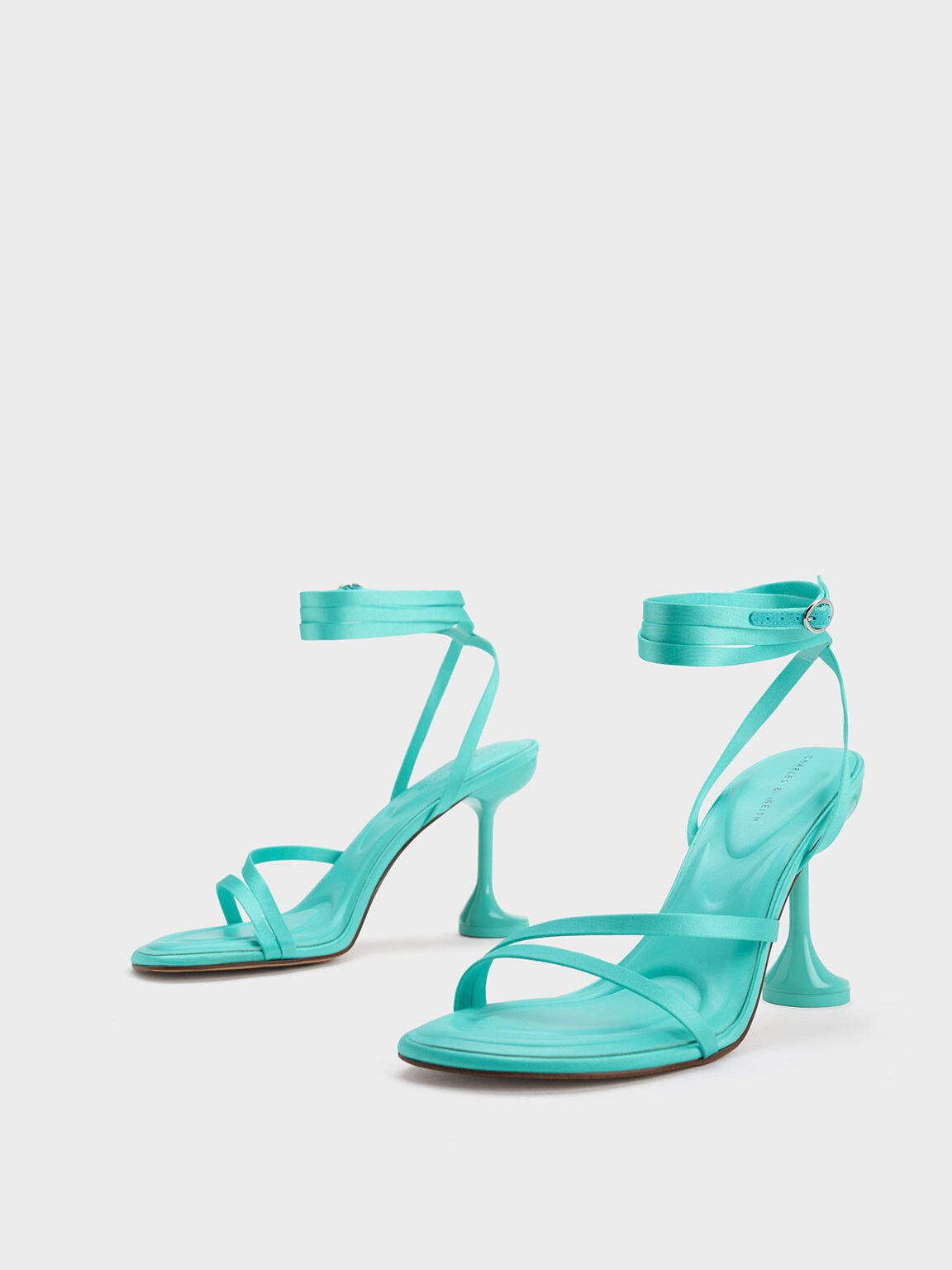 Blue Celestine Sculptural Heel Strappy Sandals CHARLES KEITH UK