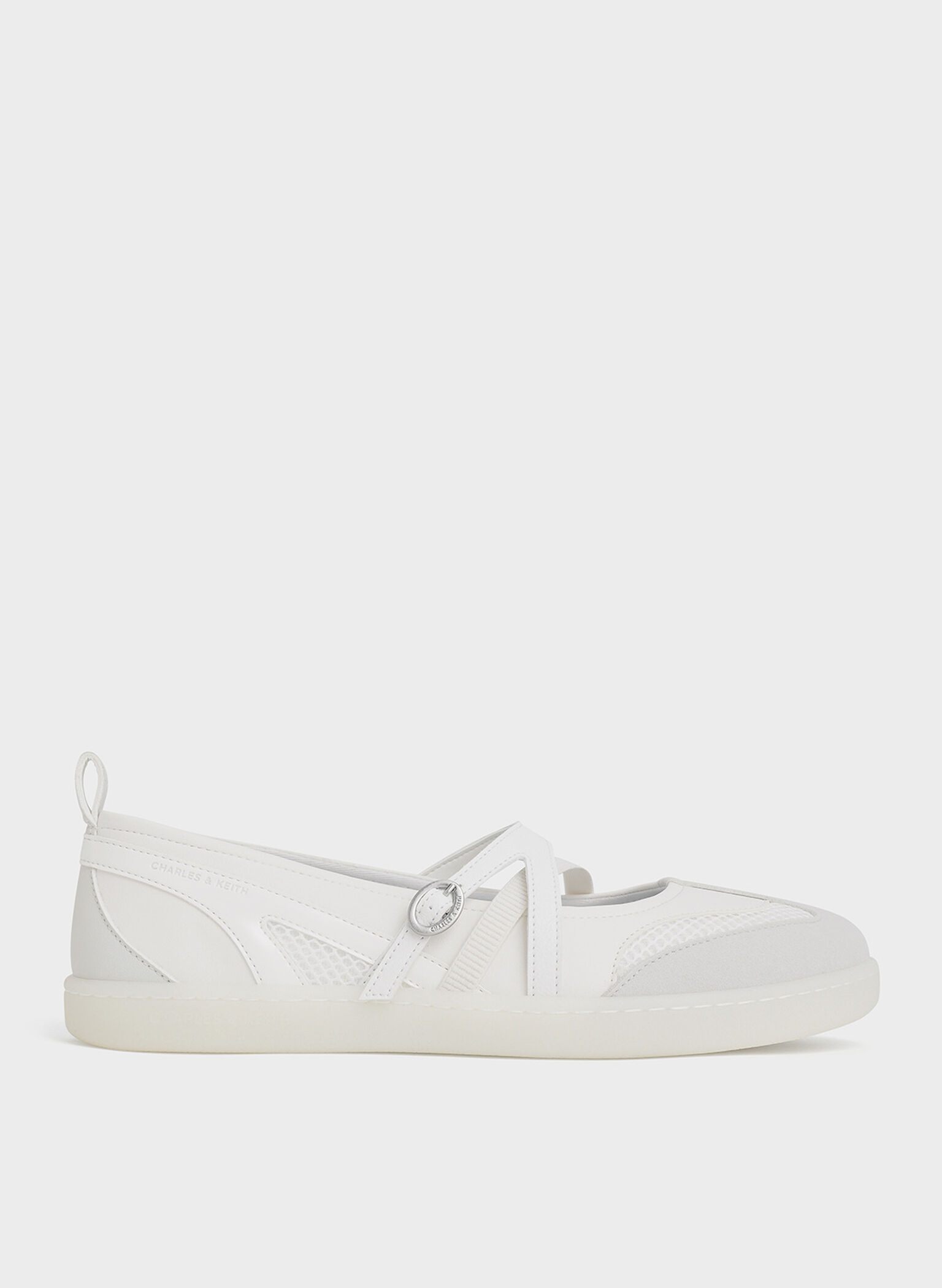 Mesh Two-Tone Ballet Sneakers, White, hi-res