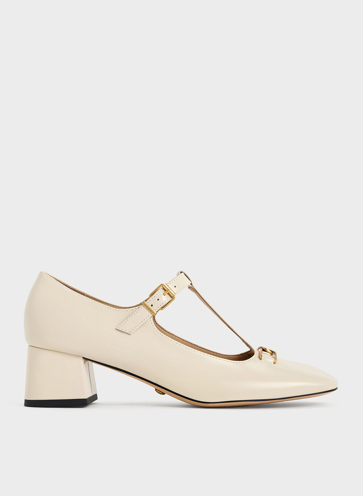 Gabine Leather T-Bar Mary Jane Pumps, Chalk, hi-res