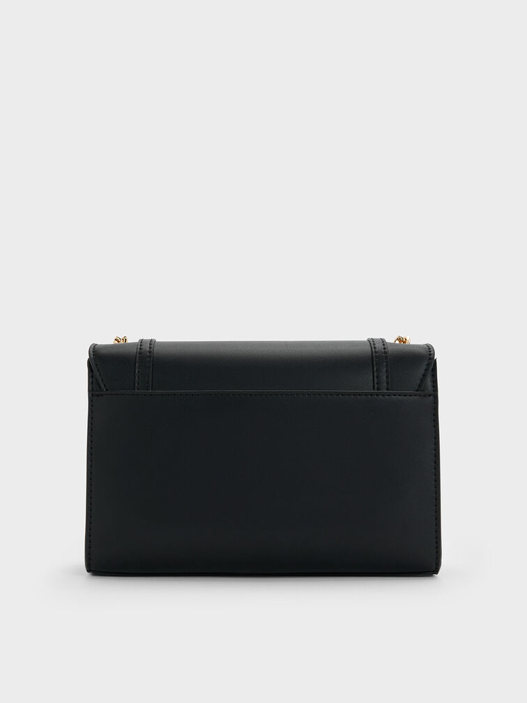 Shalia Chain-Strap Shoulder Bag, Black, hi-res
