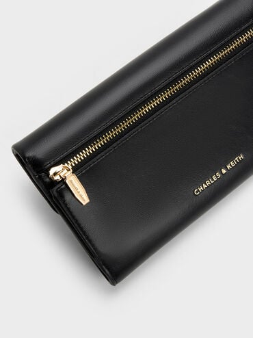Lilibet Metallic-Accent Chain-Strap Long Wallet, Black, hi-res
