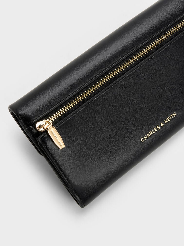 Lilibet Metallic-Accent Chain-Strap Long Wallet, Black, hi-res