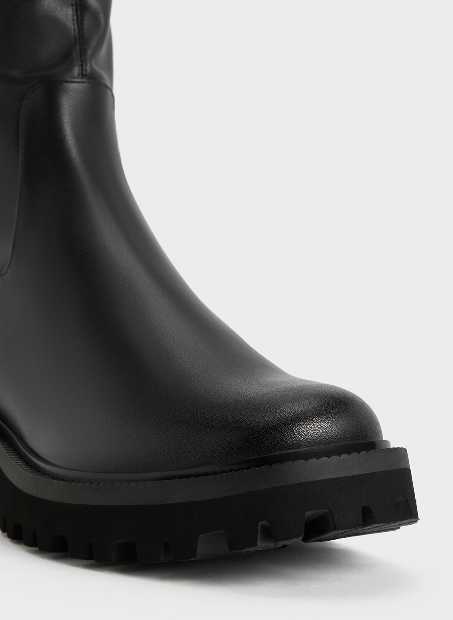 Platform Thigh High Boots, Black, hi-res